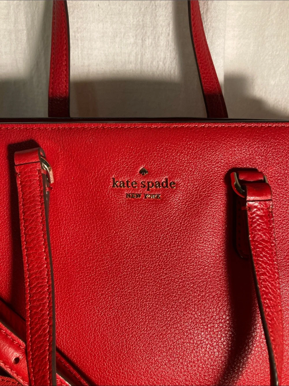 Kate Spade New York hot chili red pebbled leather satchel  and wallet set